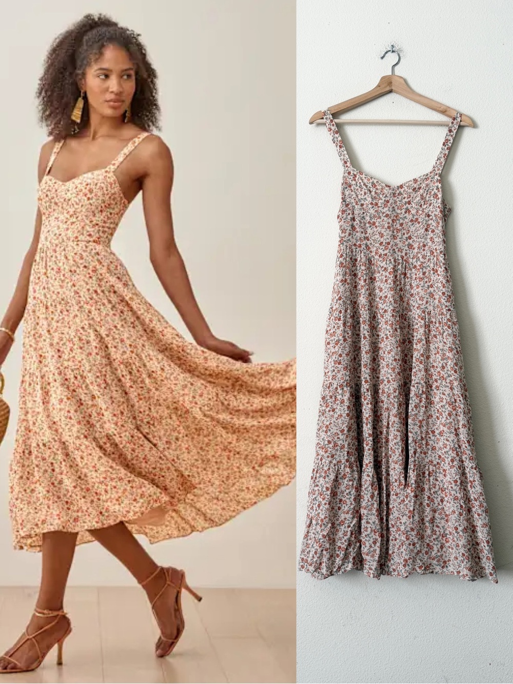 Reformation SIZE 0 Aviva tiered midi dress in Fairy micro floral print